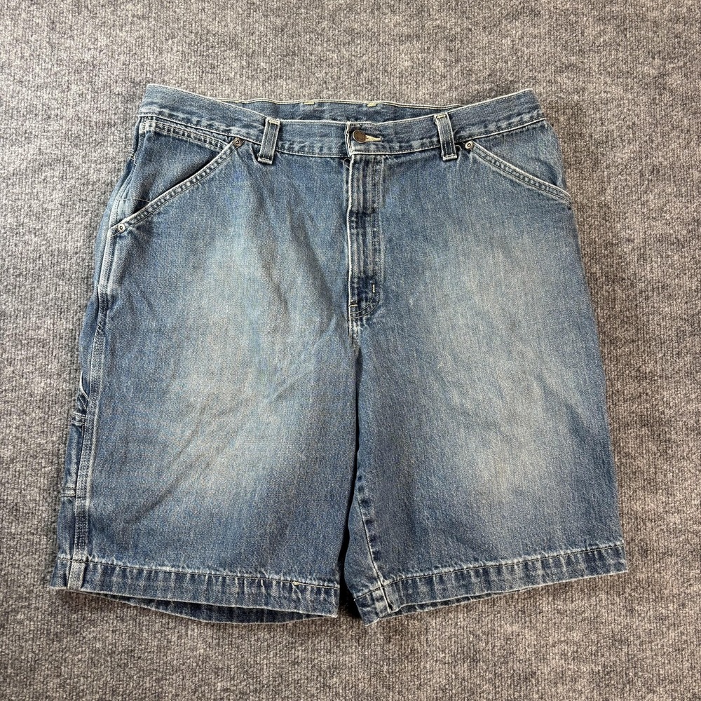 Members Cargo Shorts Mens 38 Blue Medium Wash Denim Relaxed Fit Workwear Summer